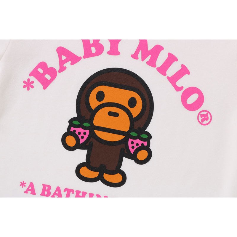 Kids' Bape Baby Milo Strawberry Flare Sleeve Tee Cut And Sewn White USA | HF5279029