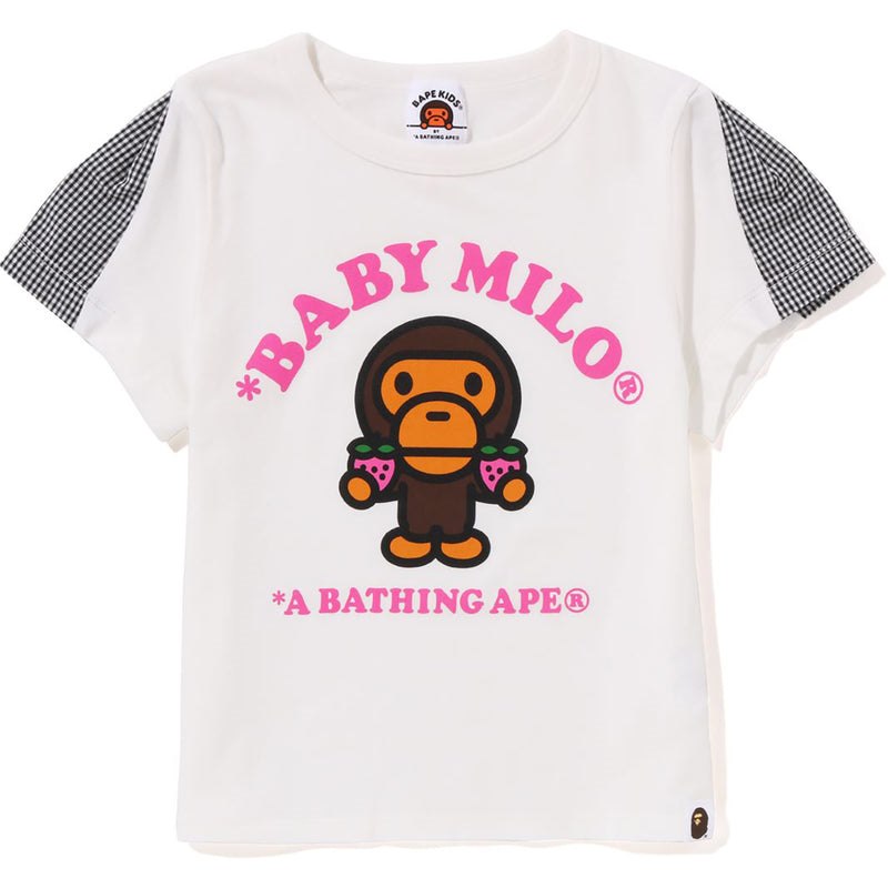 Kids\' Bape Baby Milo Strawberry Flare Sleeve Tee Cut And Sewn White USA | HF5279029