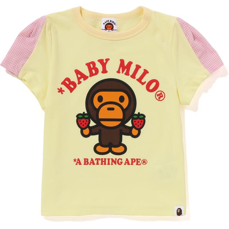 Kids\' Bape Baby Milo Strawberry Flare Sleeve Tee Cut And Sewn Yellow USA | MK8711071