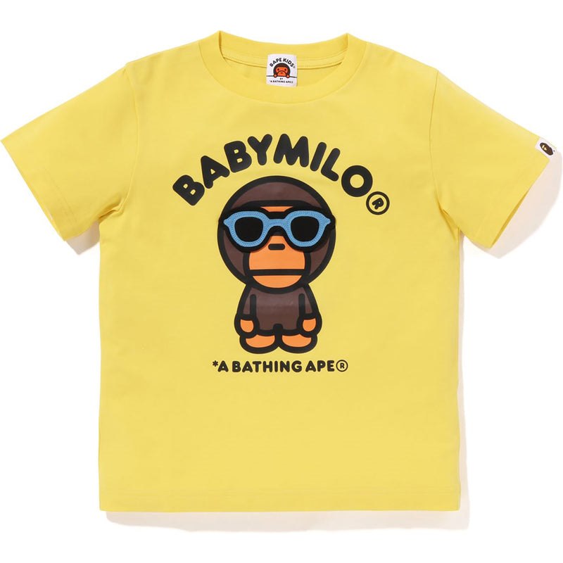 Kids\' Bape Baby Milo Sunglass Patch Tee Cut And Sewn Yellow USA | KG0044704