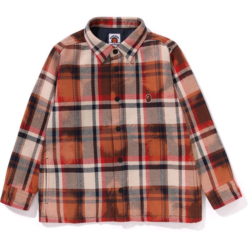 Kids\' Bape Bleached Check Shirt Jacket Jackets Red USA | BP3639369