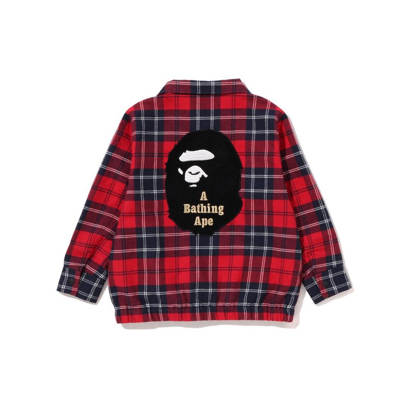 Kids' Bape Check Ape Head Patch Zip Jacket Jackets Red USA | TH5053303