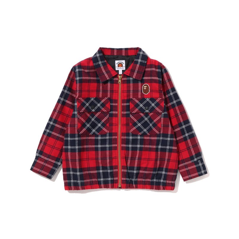 Kids\' Bape Check Ape Head Patch Zip Jacket Jackets Red USA | TH5053303