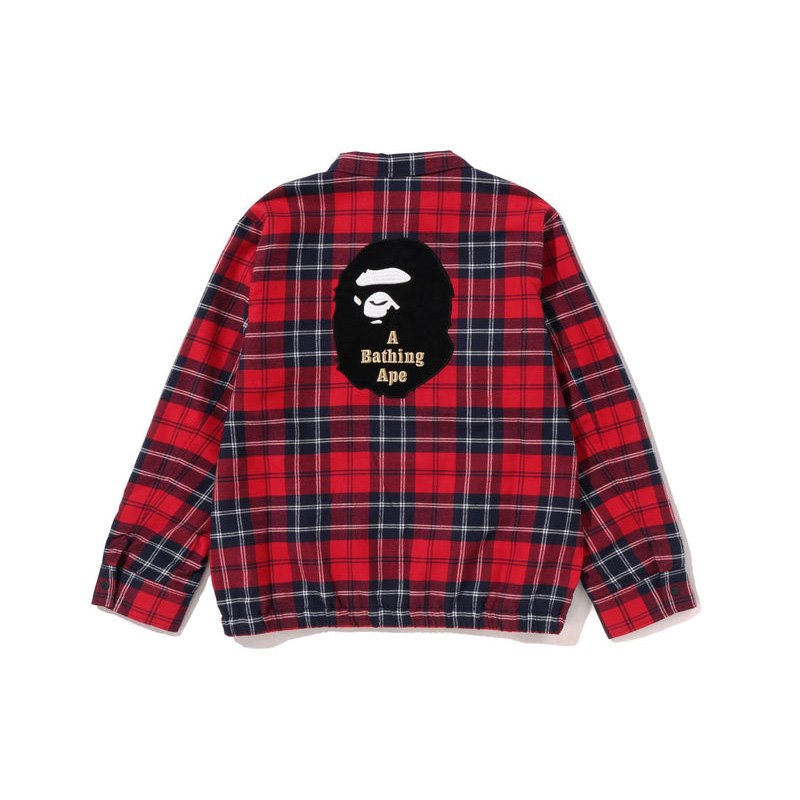 Kids' Bape Check Ape Head Patch Zip Jacket Jackets Red USA | GJ9064604