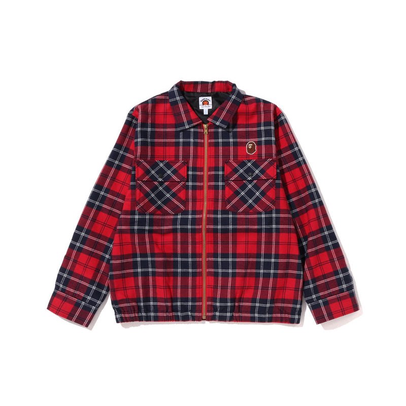 Kids\' Bape Check Ape Head Patch Zip Jacket Jackets Red USA | GJ9064604