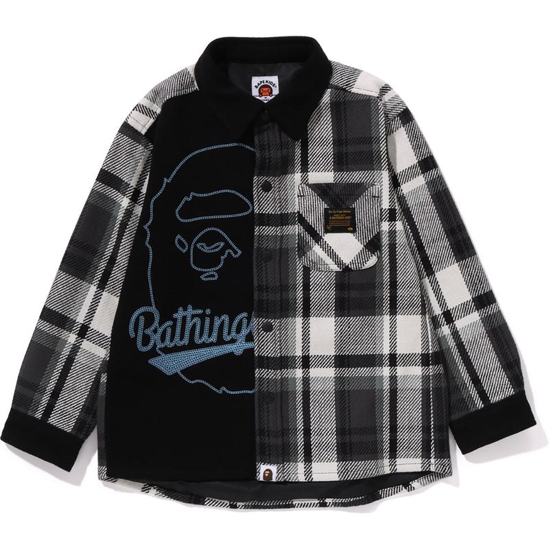 Kids\' Bape Check Ape Head Shirt Jacket Relaxed Fit Jackets Grey USA | GV9768478