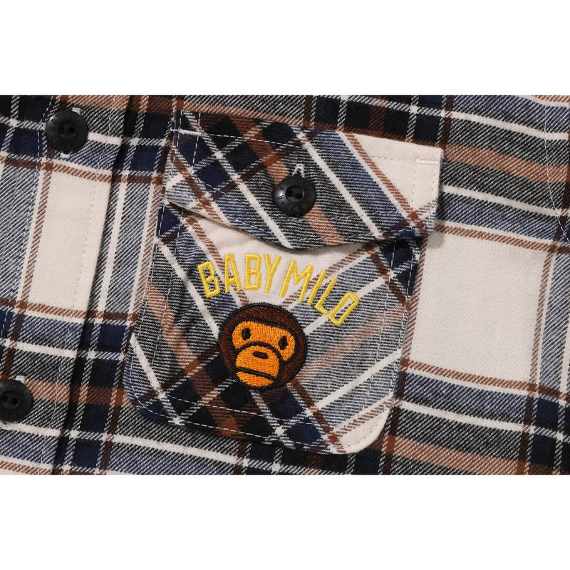 Kids' Bape Check Baby Milo Embroidery Shirt Shirts Beige USA | MS2467047