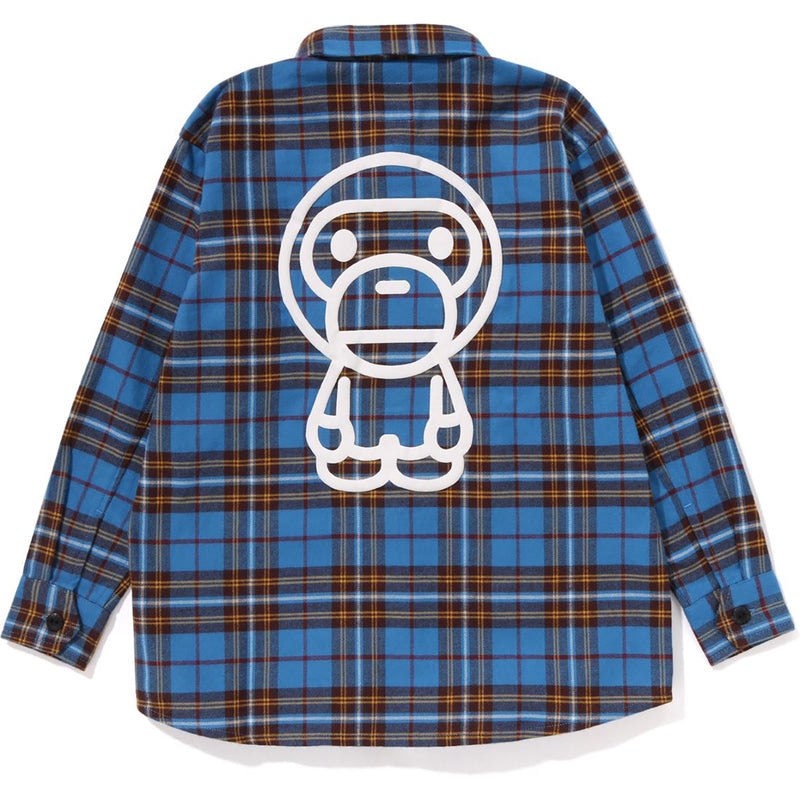 Kids' Bape Check Baby Milo Embroidery Shirt Shirts Blue USA | DF2362532