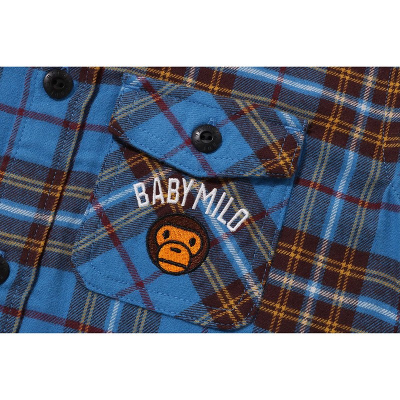 Kids' Bape Check Baby Milo Embroidery Shirt Shirts Blue USA | DF2362532