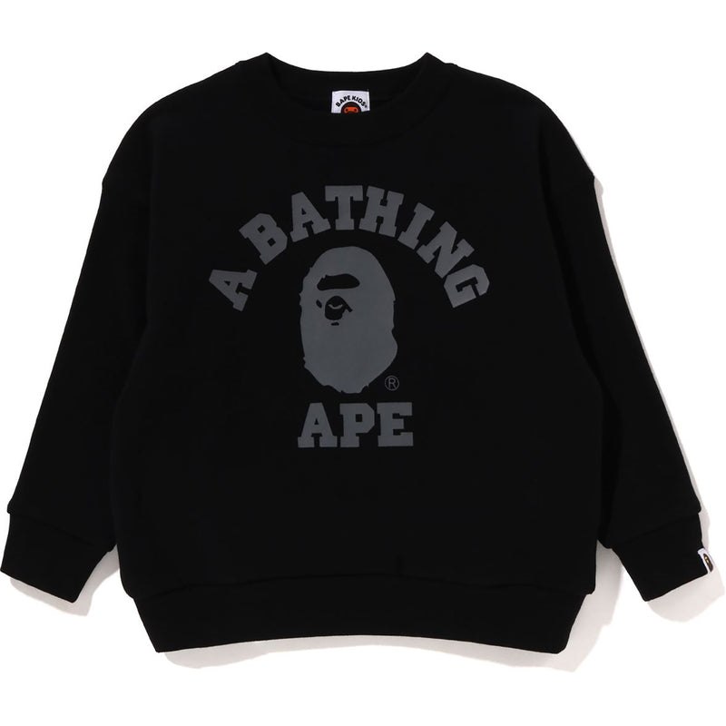 Kids\' Bape College Crewneck Relaxed Fit Sweatshirts Black USA | ID7444044