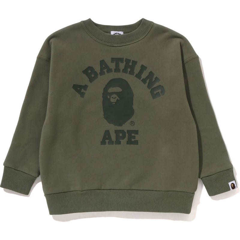 Kids\' Bape College Crewneck Relaxed Fit Sweatshirts Olivedrab USA | JP4820680