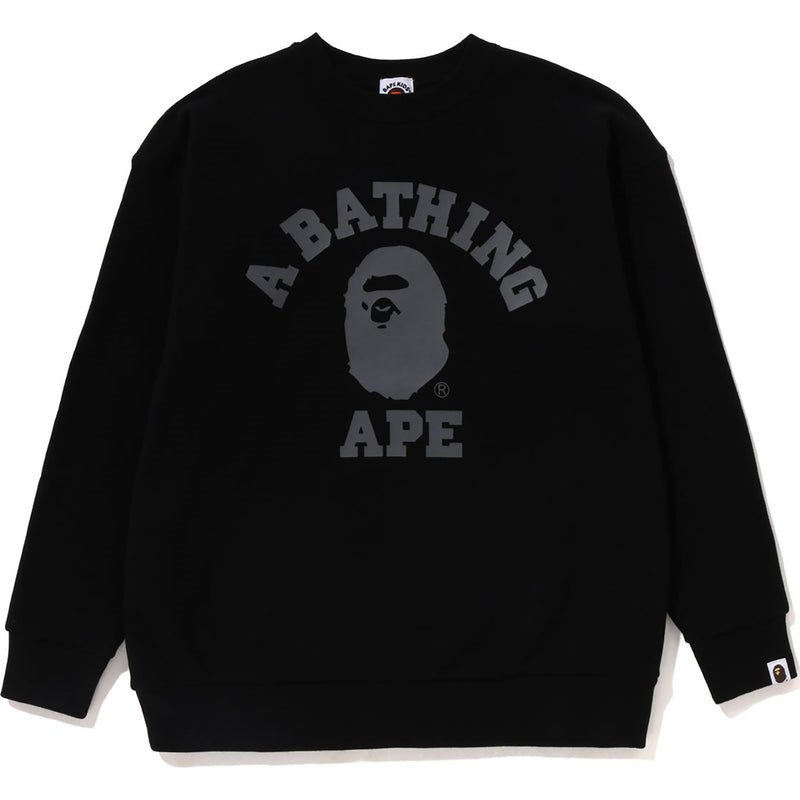 Kids\' Bape College Crewneck Relaxed Fit Sweatshirts Black USA | NW0030500