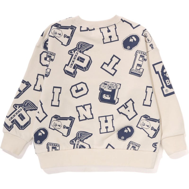 Kids' Bape College Logo Pattern Loose Fit Crewneck Sweatshirts White USA | ON5204524