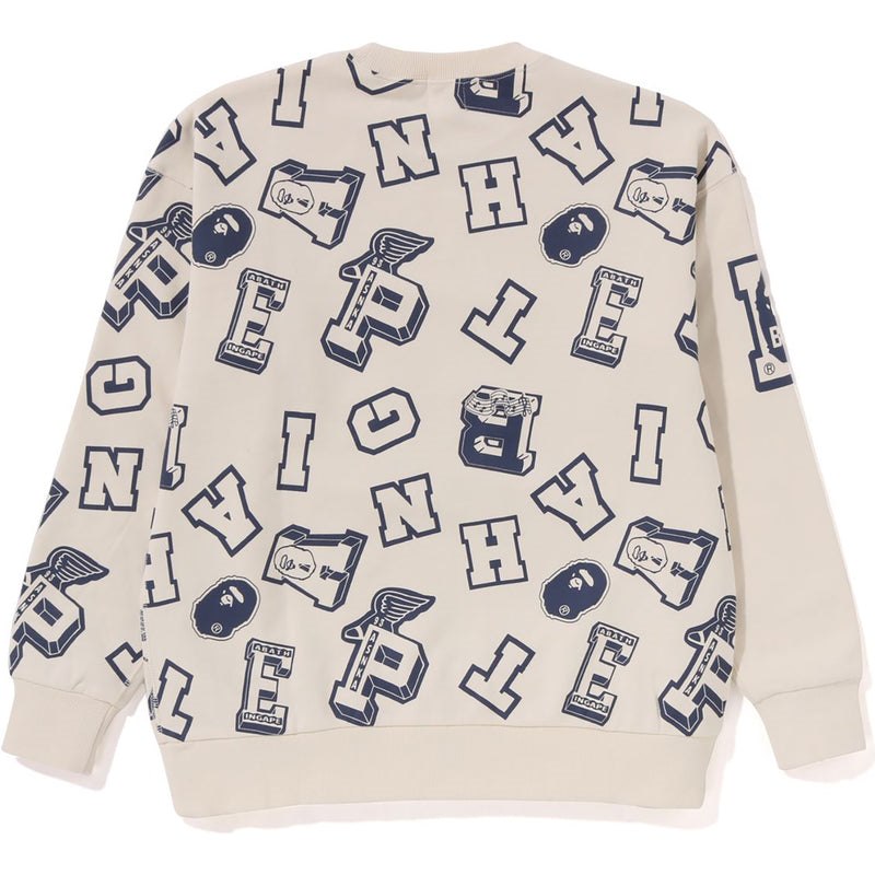 Kids' Bape College Logo Pattern Loose Fit Crewneck Sweatshirts White USA | WR4049509