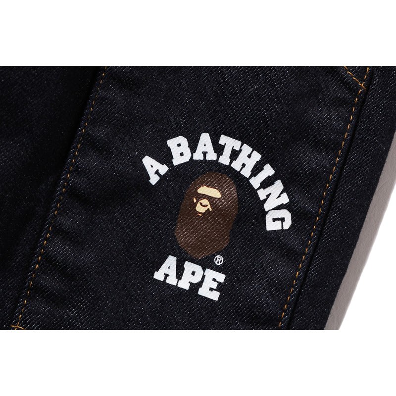 Kids' Bape College Panel Denim Pants Pants Indigo USA | KS2172712