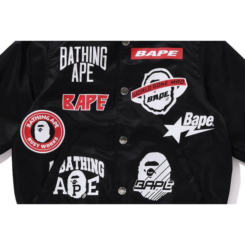 Kids' Bape Emblem Print Stadium Jacket Jackets Black USA | QC1411741