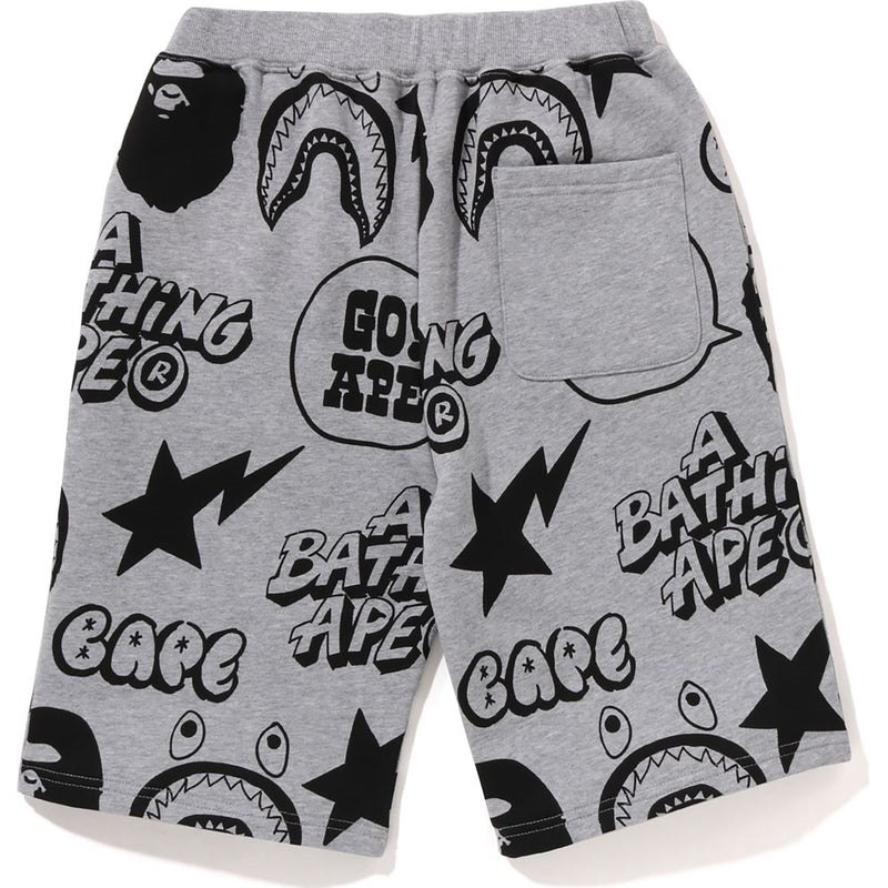 Kids' Bape Graffiti Pattern Sweat Shorts Shorts Grey USA | HR2778378