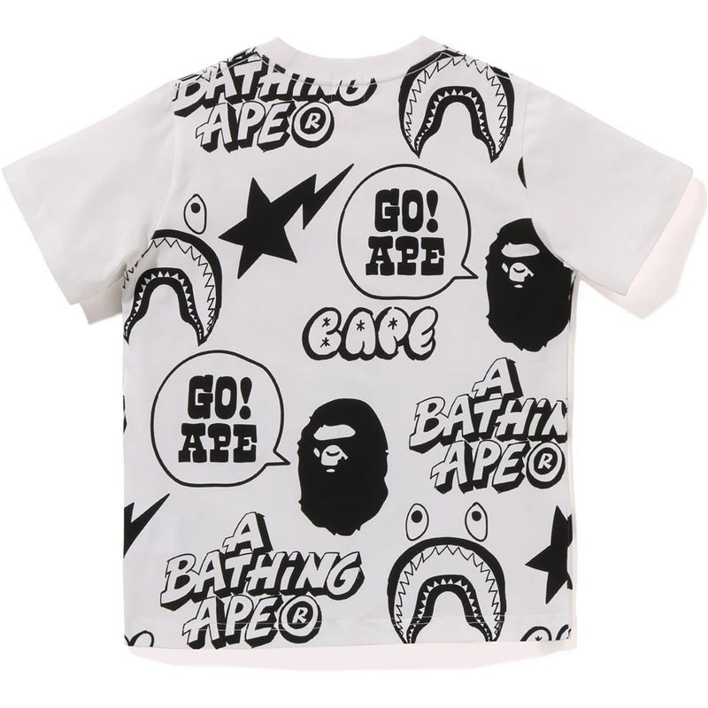 Kids' Bape Graffiti Pattern Tee Loose Fit Cut And Sewn White USA | IH1646366