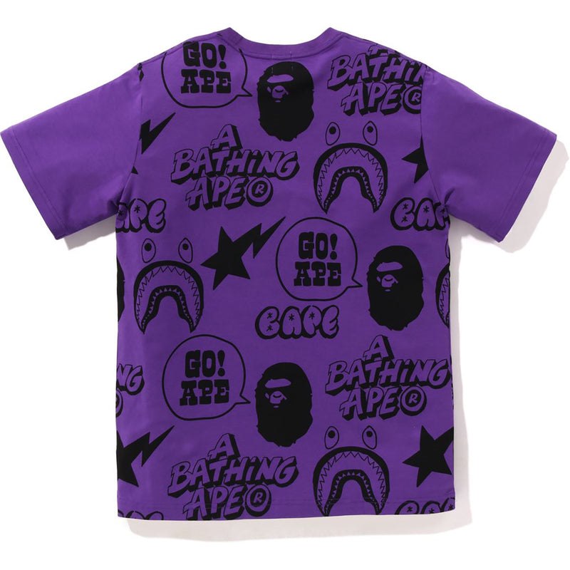 Kids' Bape Graffiti Pattern Tee Loose Fit Cut And Sewn Purple USA | HM8231521