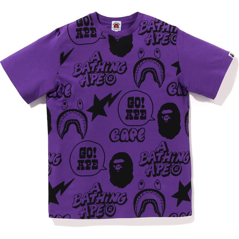 Kids\' Bape Graffiti Pattern Tee Loose Fit Cut And Sewn Purple USA | HM8231521