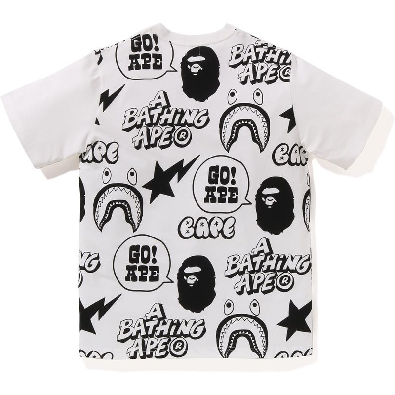 Kids' Bape Graffiti Pattern Tee Loose Fit Cut And Sewn White USA | DC9564454