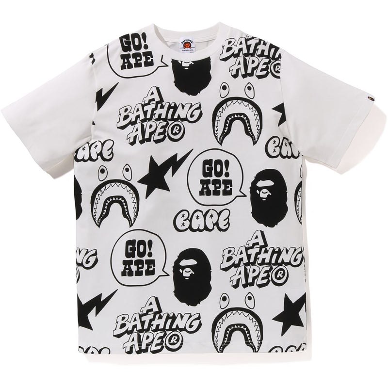 Kids\' Bape Graffiti Pattern Tee Loose Fit Cut And Sewn White USA | DC9564454