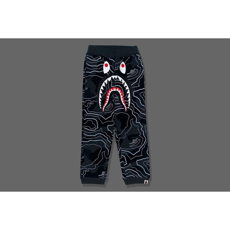 Kids' Bape Layered Camo Shark Sweat Pants Pants Black USA | DA0316436