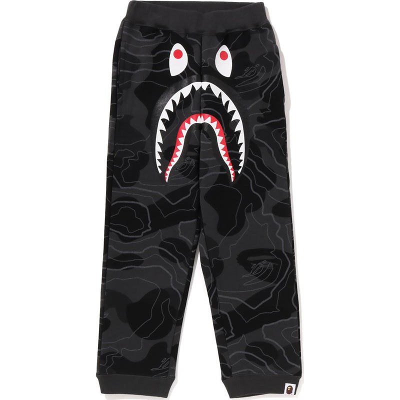 Kids\' Bape Layered Camo Shark Sweat Pants Pants Black USA | DA0316436