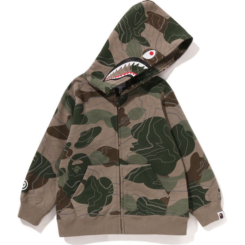 Kids\' Bape Layered Line Camo Shark Zip Hoodie Hoodie Beige USA | AF3792272