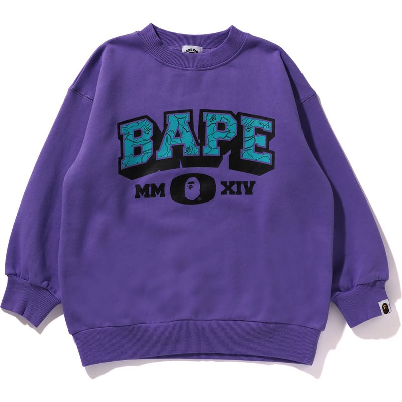 Kids\' Bape Line Camo Crewneck Relaxed Fit Sweatshirts Purple USA | SX0519859