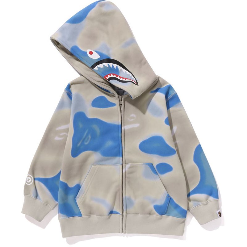 Kids' Bape Liquid Camo Shark Zip Hoodie Hoodie Blue USA | AS7555555