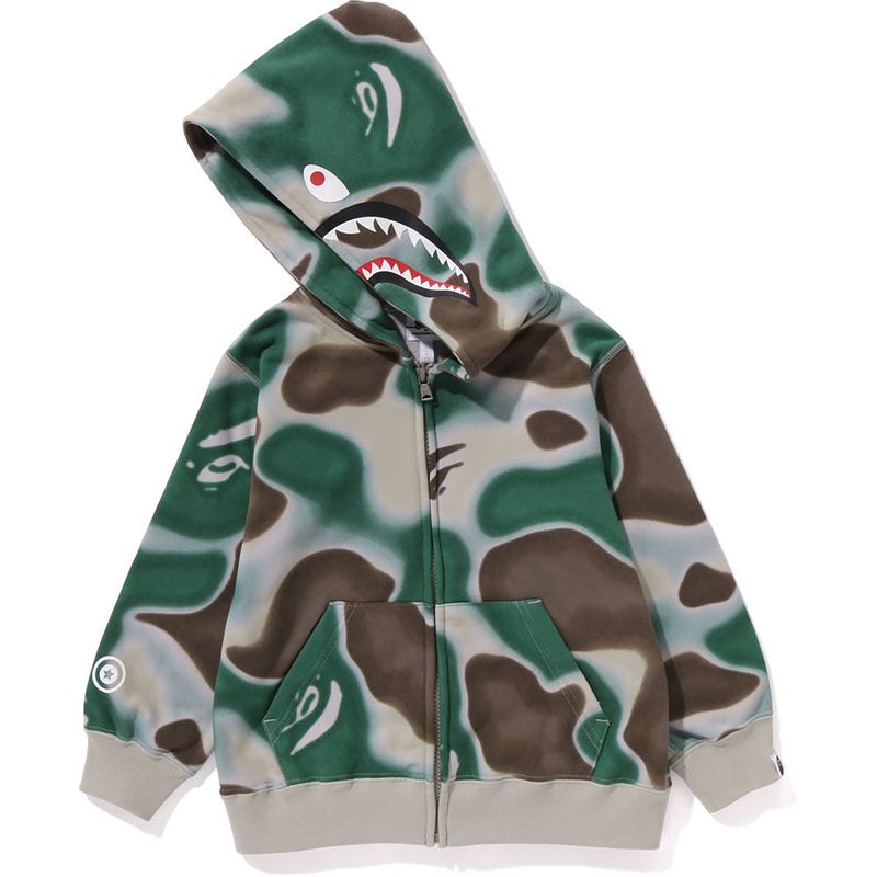 Kids' Bape Liquid Camo Shark Zip Hoodie Hoodie Olivedrab USA | FE0639869