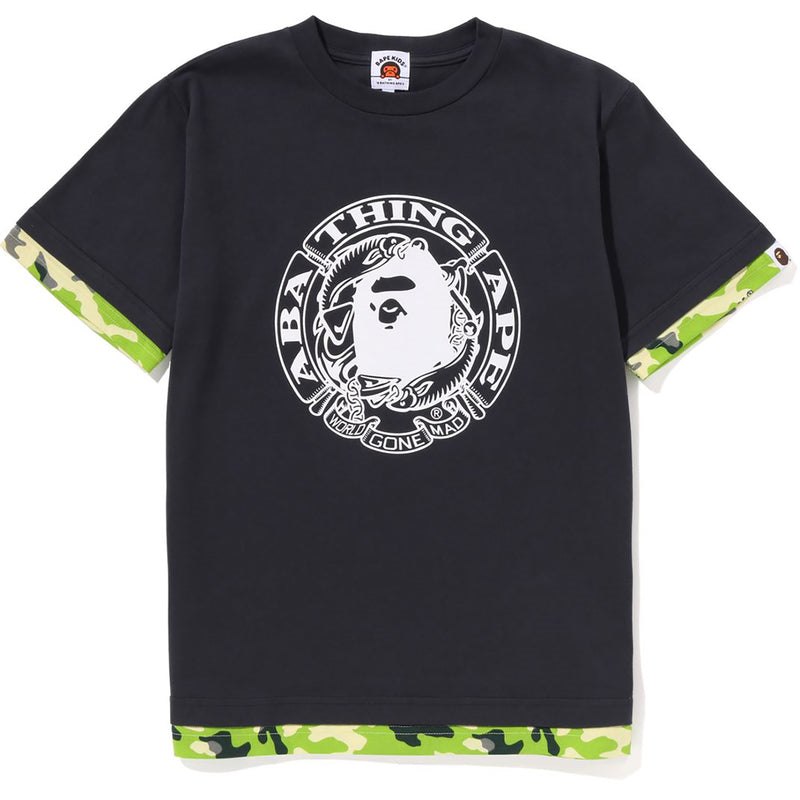 Kids\' Bape Woodland Camo Layered Tee Cut And Sewn Grey USA | HC8508858