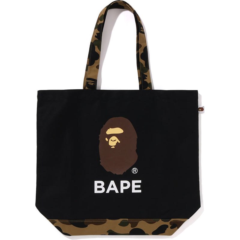 Men Bape 1st Camo Ape Head Tote Bag Bags Black USA | QJ3185015