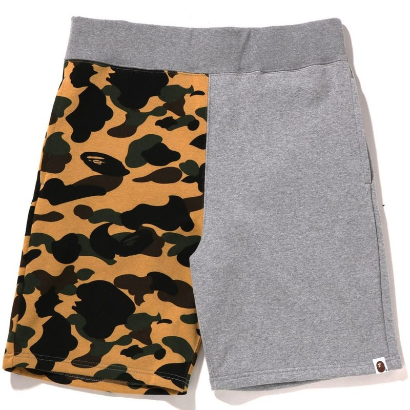 Men Bape 1st Camo Back Shark Sweat Shorts Shorts Yellow USA | UJ4758178