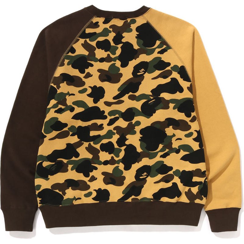 Men Bape 1st Camo Crazy Nyc Logo Relaxed Fit Crewneck Sweatshirts Yellow USA | GM2761771