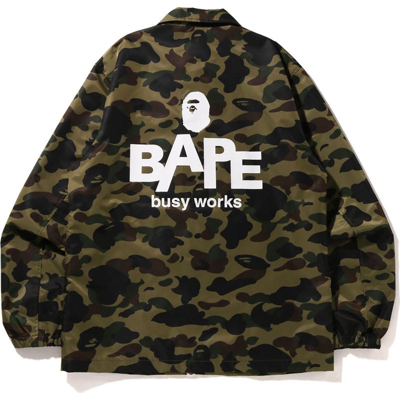 Men Bape 1st Camo Nylon Twill Coach Jacket Jackets Green USA | VF3591251