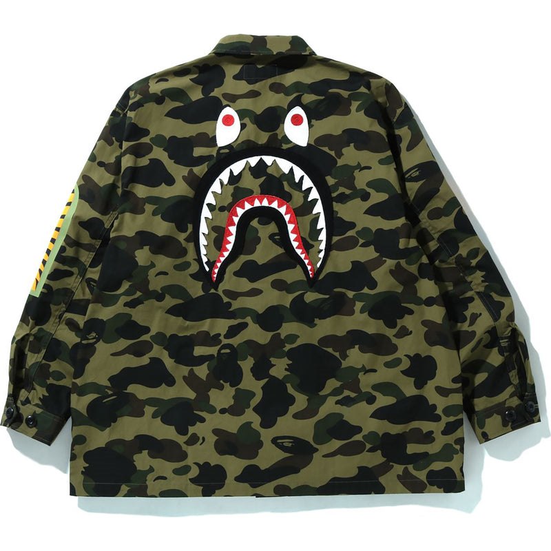 Men Bape 1st Camo Shark Relaxed Fit Military Shirt Shirts Green USA | II3402242