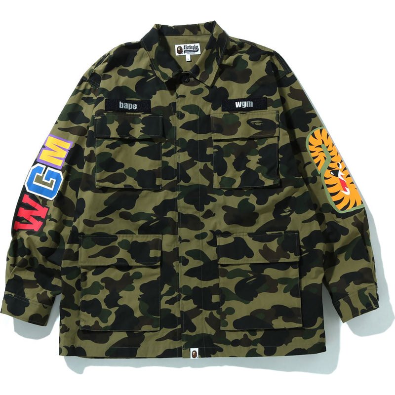 Men Bape 1st Camo Shark Relaxed Fit Military Shirt Shirts Green USA | II3402242