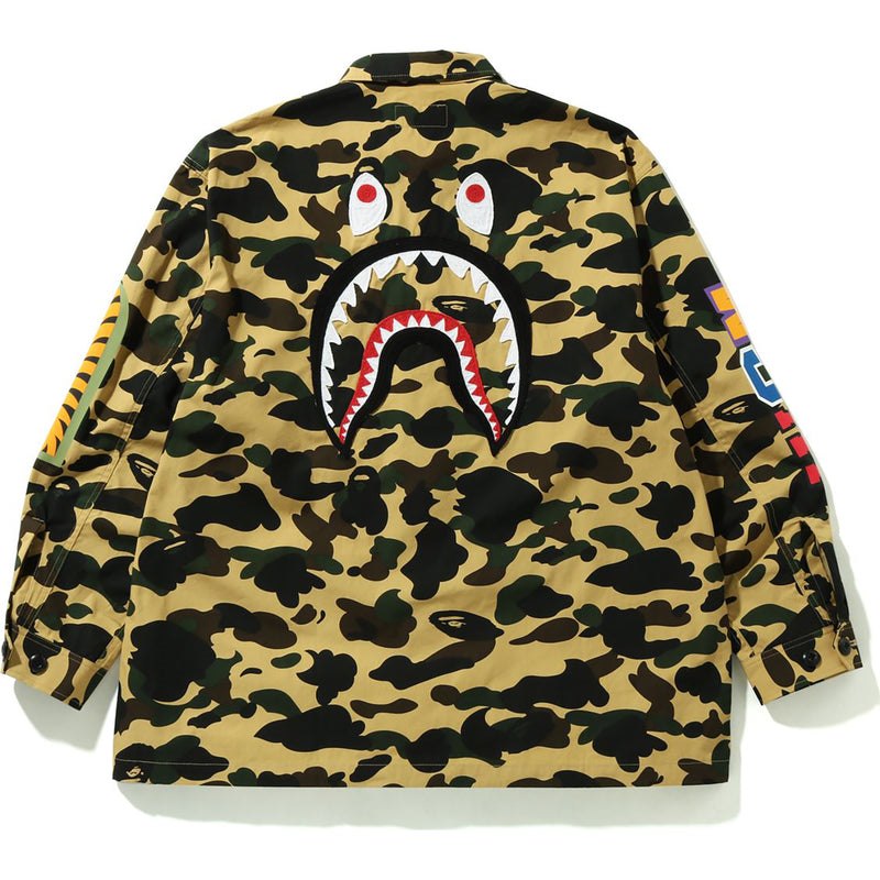 Men Bape 1st Camo Shark Relaxed Fit Military Shirt Shirts Yellow USA | YJ5043903