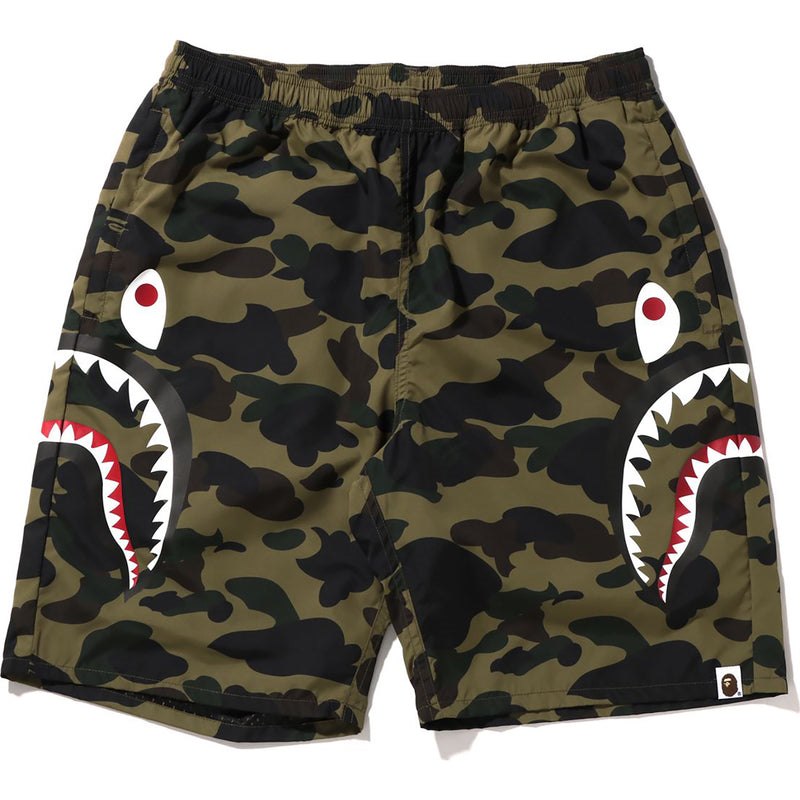 Men Bape 1st Camo Side Shark Beach Shorts Shorts Green USA | BN9127017