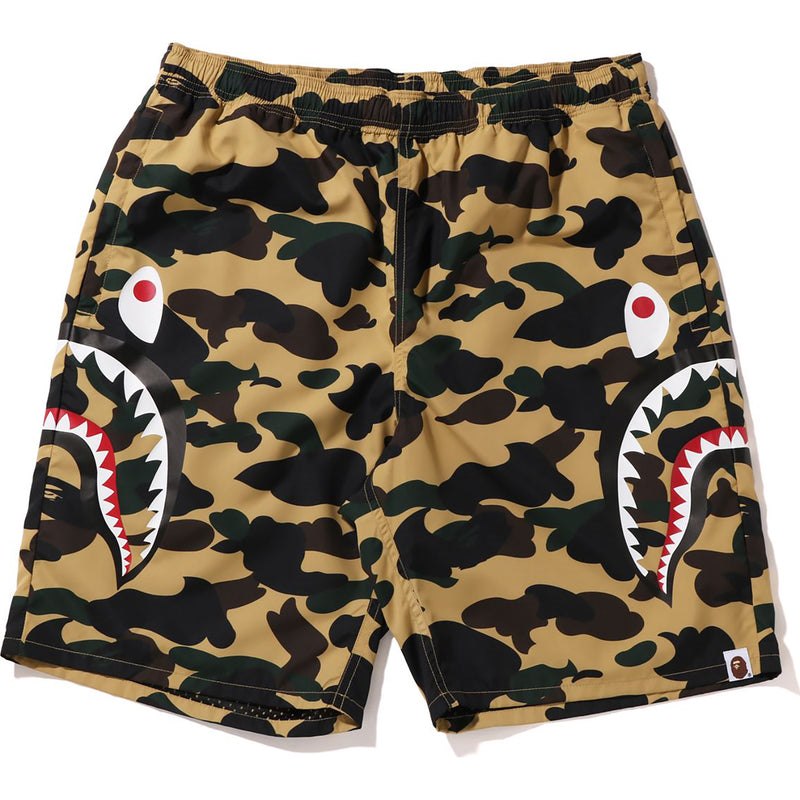 Men Bape 1st Camo Side Shark Beach Shorts Shorts Yellow USA | FE4113813