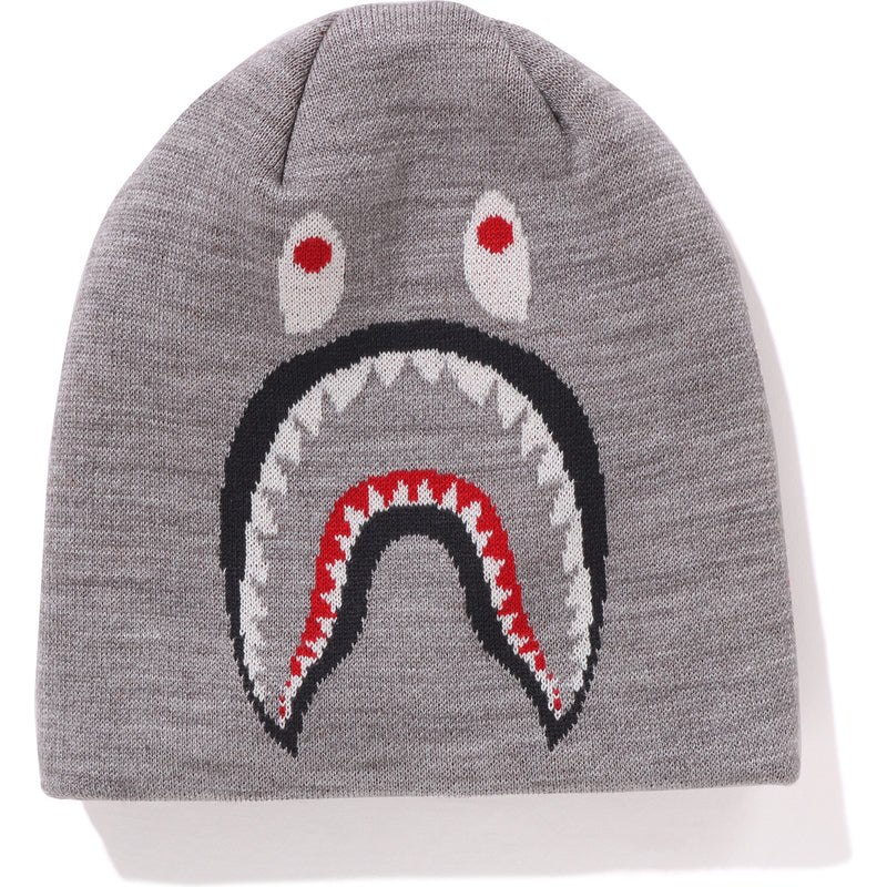 Men Bape 2nd Shark Knit Cap Caps Gray USA | BF6793773