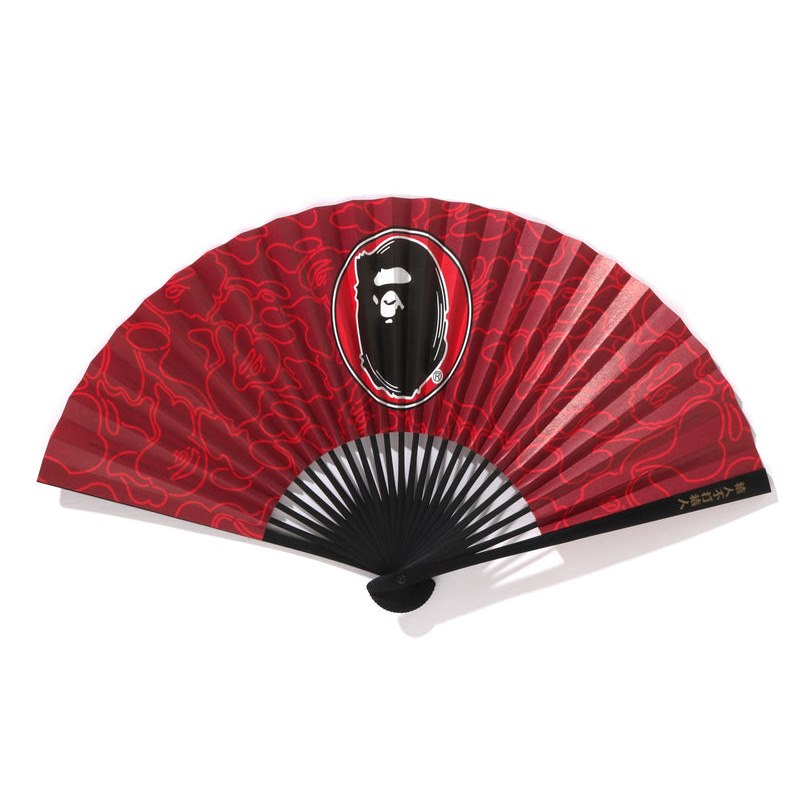 Men Bape 30th Anniv. Japanese Folding Fan Accessories Red USA | FV6384034