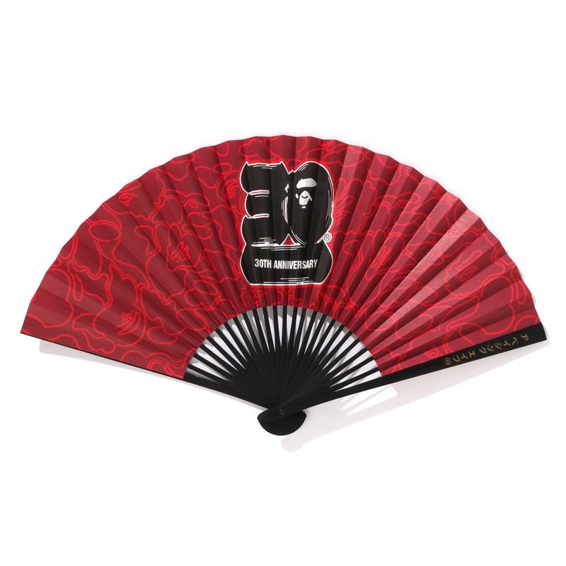 Men Bape 30th Anniv. Japanese Folding Fan Accessories Red USA | FV6384034