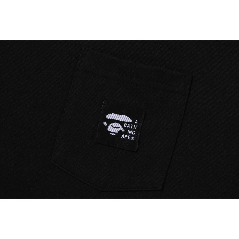 Men Bape A Bathing Ape Label Pocket Tee Cut And Sewn Black USA | FE4435645