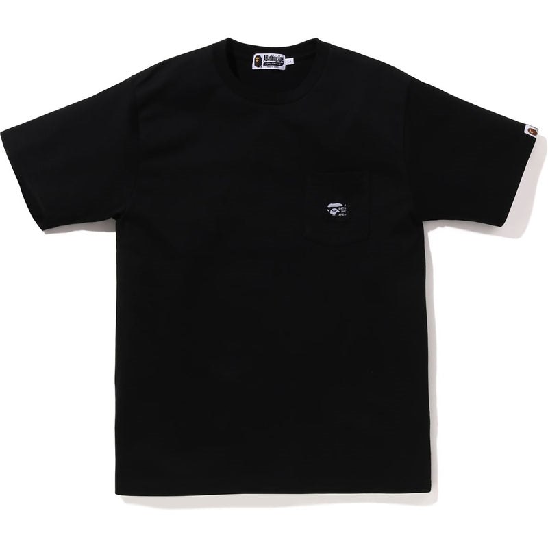 Men Bape A Bathing Ape Label Pocket Tee Cut And Sewn Black USA | FE4435645