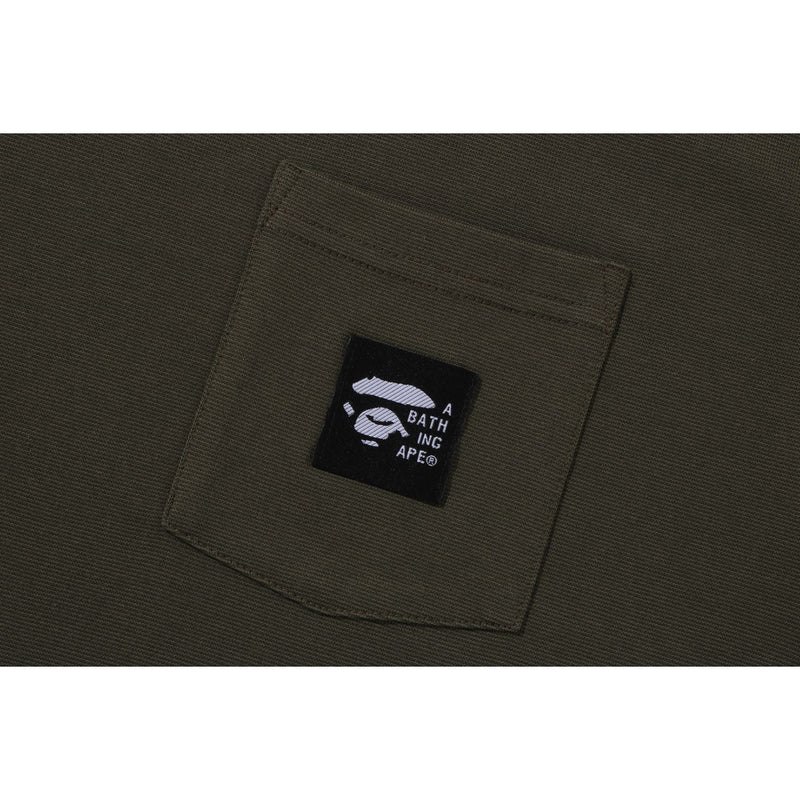 Men Bape A Bathing Ape Label Pocket Tee Cut And Sewn Olivedrab USA | JP6745175