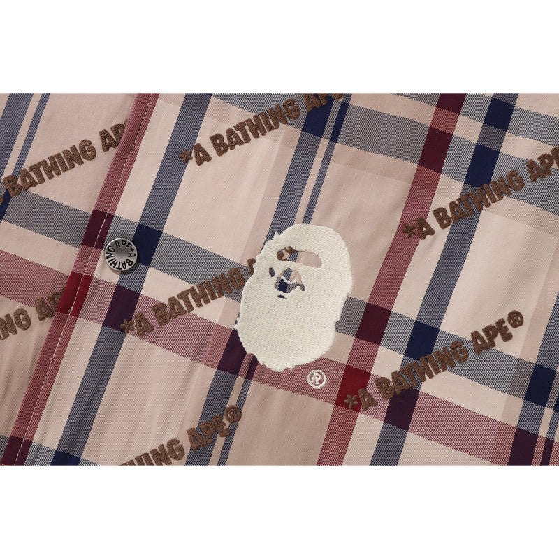 Men Bape A Bathing Ape Logo Check Pattern Coach Jacket Jackets Beige USA | ID3464644