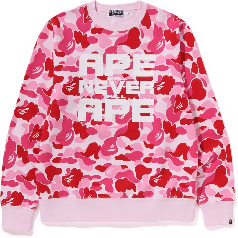 Men Bape Abc Camo Asnka Crewneck Sweatshirts Pink USA | IK3685865